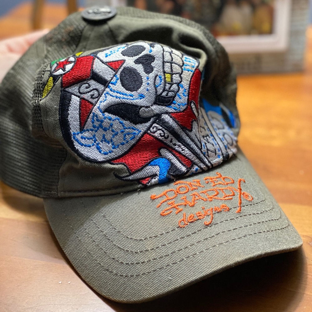 Olive green Don Ed Hardy snap back